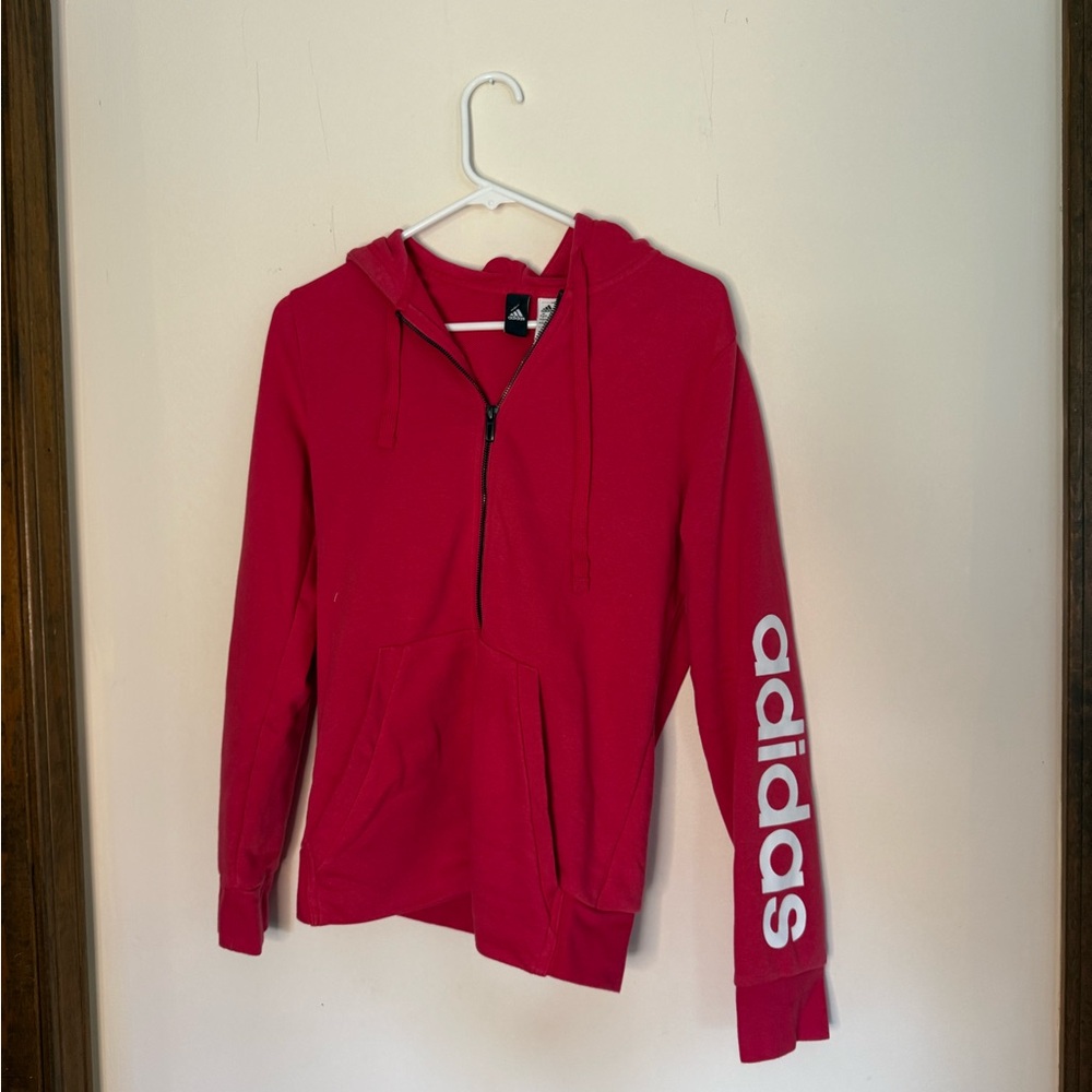 Adidas Red Zip-Up Hoodie